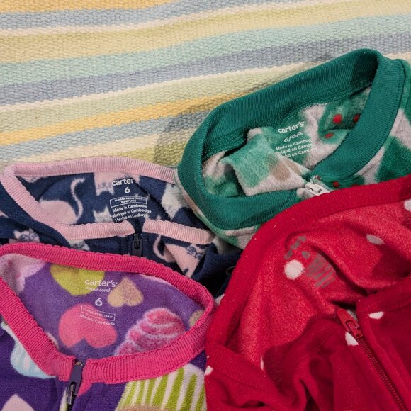 ⭐ Girl's Fleece Footie Pajamas Size 6 • Lot Of 4! - Picture 8 of 10